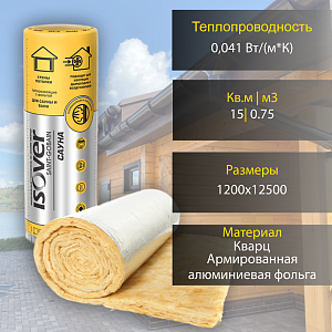 Купить Теплоизоляция Isover Сауна-50  50х1200х12500мм  0.75м3  15м2 в Иркутске