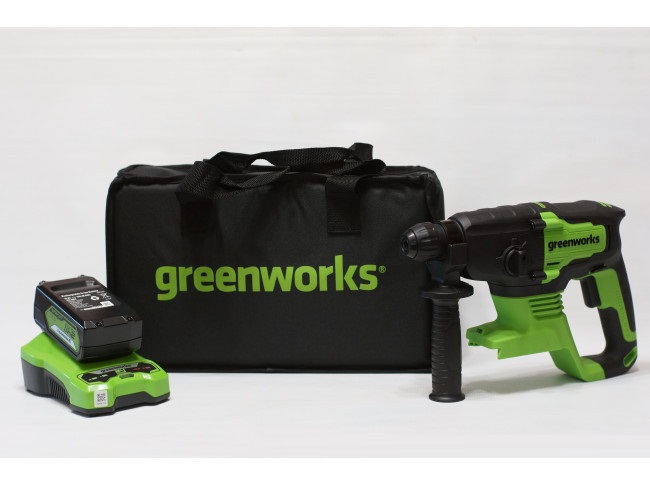 Перфоратор аккумуляторный бесщеточный Greenworks (2 ДЖ, 24V, c 1хАКБ 4 Ач и ЗУ), арт.3803007UB