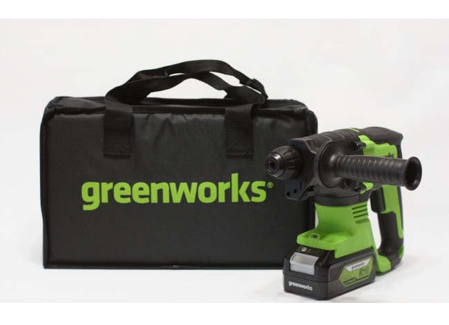 Перфоратор аккумуляторный бесщеточный Greenworks (2 ДЖ, 24V, c 1хАКБ 4 Ач и ЗУ), арт.3803007UB