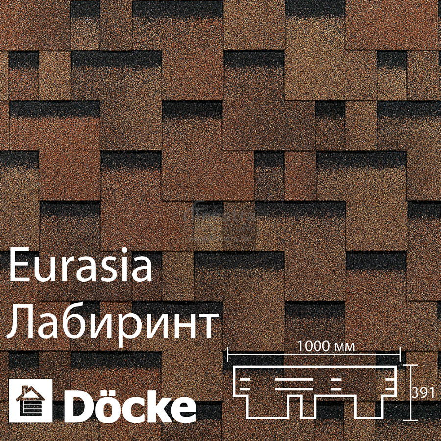 Гибкая черепица Docke PIE EURASIA Лабиринт 3м2/уп