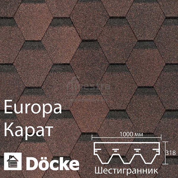 Гибкая черепица Docke PIE EUROPA KARAT 3м2/уп