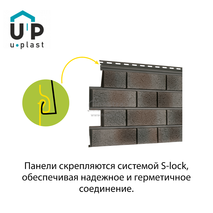 Фасадная панель Ю-Пласт Стоун-Хаус S-Lock Клинкер Нордик 1950х292мм 0.57м2