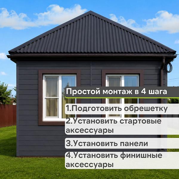 Docke ПРЕМИУМ Сайдинг D6S Брус 3600х300 1.08м2 Графит