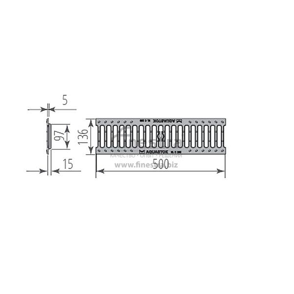 Решетка чугунная щелевая РЧЩ Norma DN100 C250 Aquastok 500х136х15мм 31013С