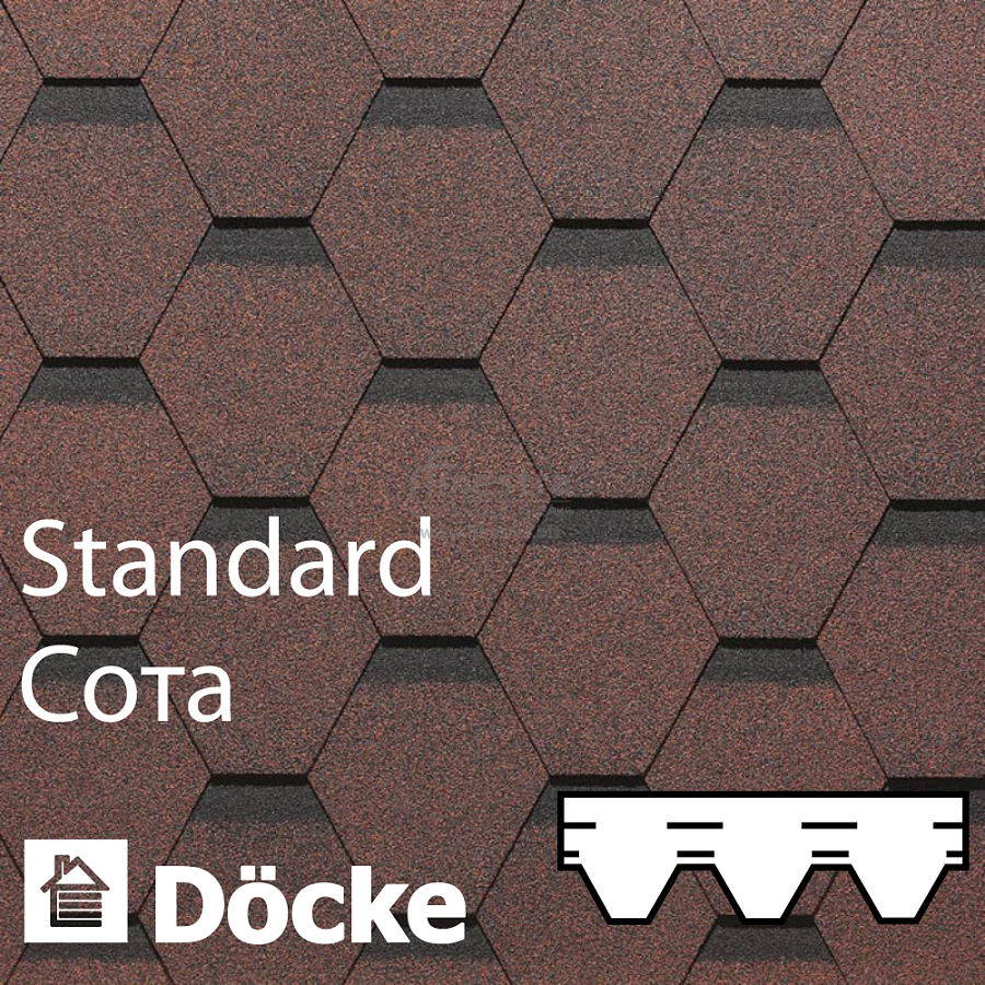 Гибкая черепица Docke PIE STANDARD коллекция Сота 3м2/уп