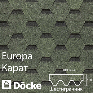 Купить Гибкая черепица Docke PIE EUROPA KARAT 3м2/уп Зелёный в Иркутске