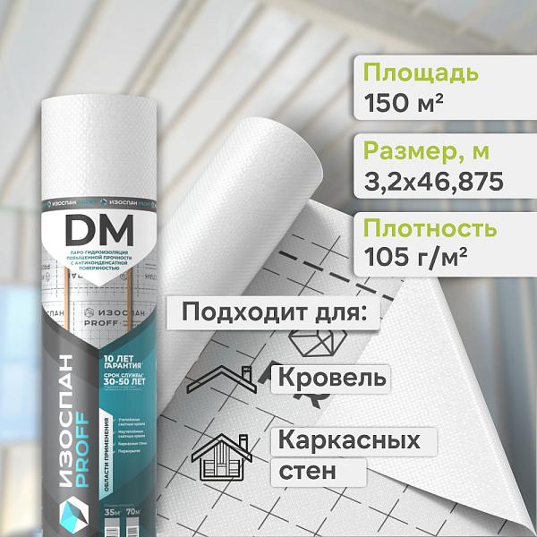 Пленка Изоспан DM гидро-пароизоляция с антиконденсатным покрытием ширина 3200 мм 150м2, рул.