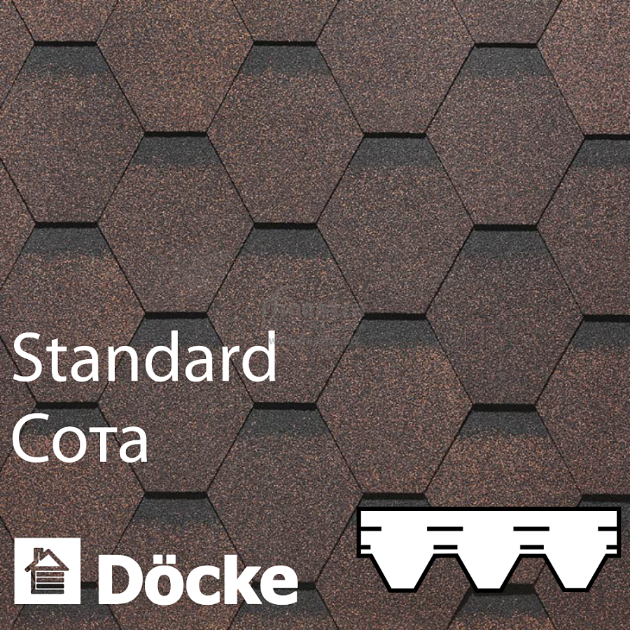 Гибкая черепица Docke PIE STANDARD коллекция Сота 3м2/уп