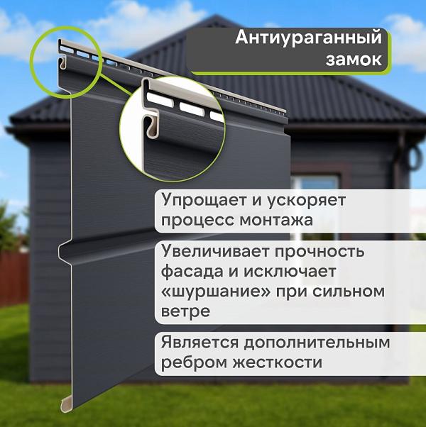 Docke ПРЕМИУМ Сайдинг D6S Брус 3600х300 1.08м2 Графит