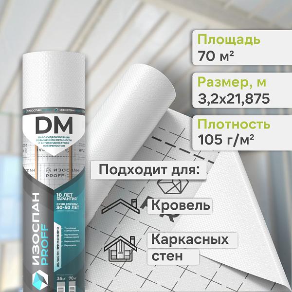 Пленка Изоспан DM гидро-пароизоляция с антиконденсатным покрытием ширина 3200 мм 70м2, рул.