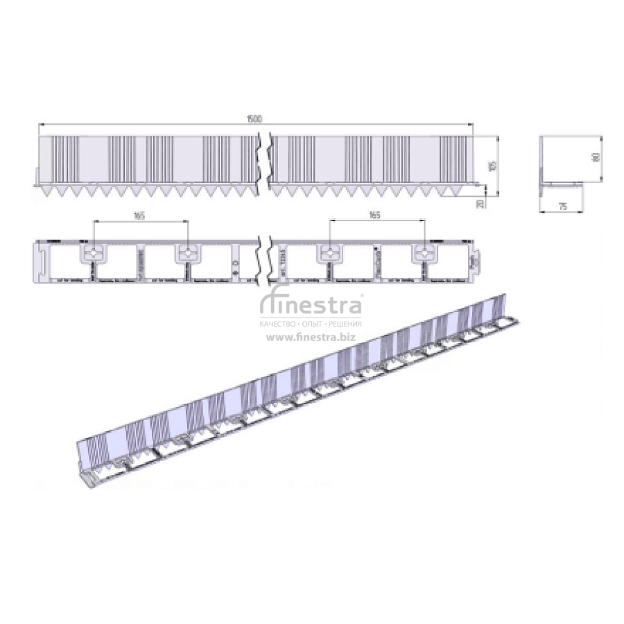 Пластиковый бордюр FlexCurb 80 черный с зубьями 1521х75х105 Aquastok 60481