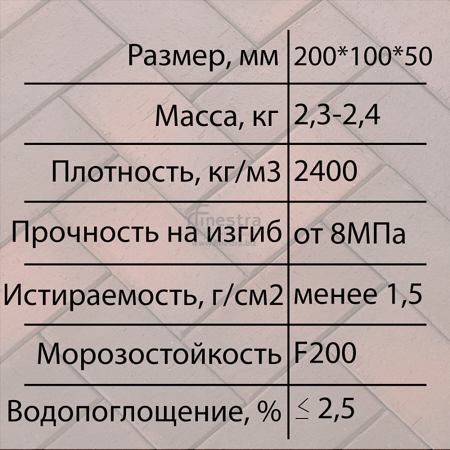 Тротуарный кирпич ЛСР 0.51NF 200x100x50мм 50шт/м2