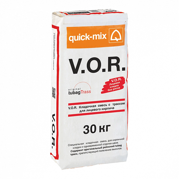 VK 01 V.O.R. Кладочный раствор с трассом для облицовочного кирпича Quick-mix, 30кг 72131, A (алебастрово - белый)